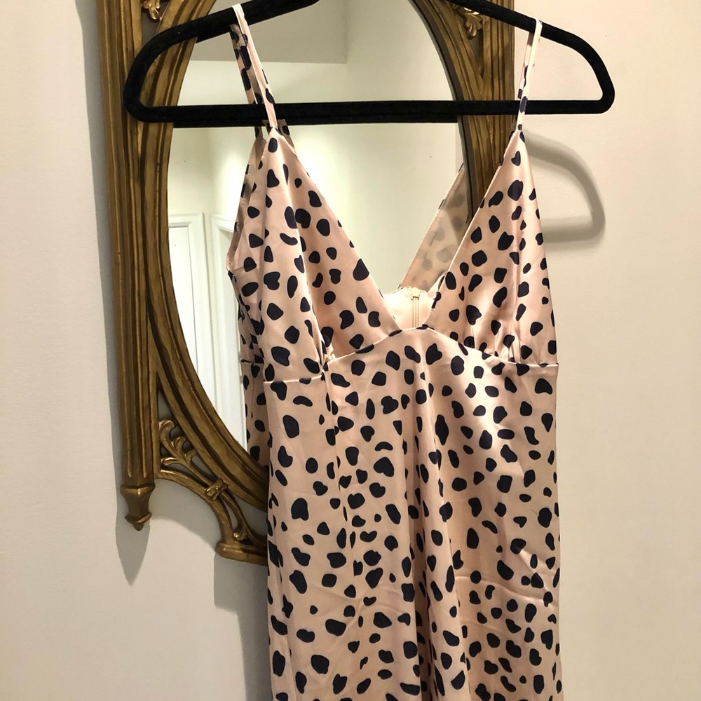 Plunge V Satin Dress Animal Print - Picture 4 of 6